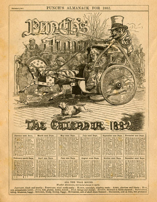 Kalender kertas dengan ilustrasi seni vintage